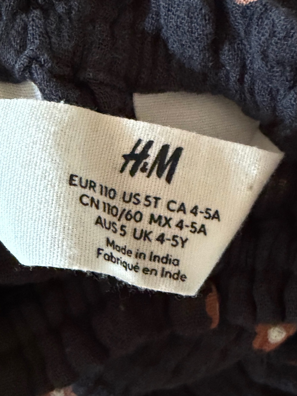 H&M Kids Floral Pink Dark Grey Dress Cotton Size 5 - Picture 5 of 6